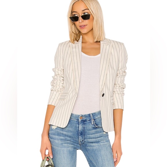 Rag & Bone Millie Blazer Size 8 NWT Ivory Black Stripe Preppy Capsule Wardrobe - Picture 1 of 8